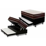 Cama Box Baú C/auxiliar Solteiro: Colchão Anatômico Ortobom Ortopédico Exclusive + Base Crc Courano Black(88x188)