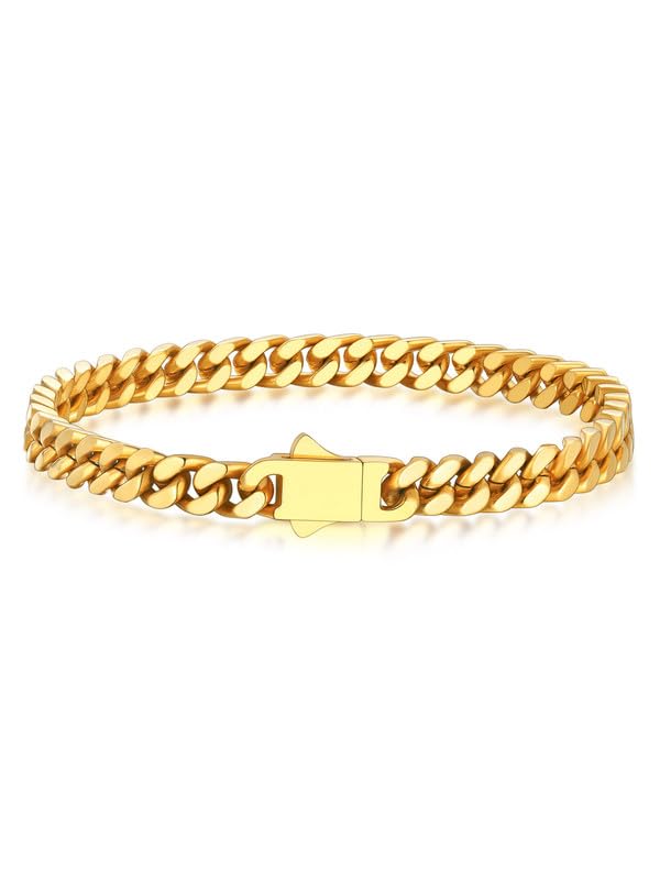 Pulseira Bandmax Cuban Gold Curb Link Chain De 5 Mm Para Homens