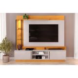 Home P/ Tv Até 70 Polegadas Martino C/ Prateleira Nichos E Rodapé 200x185cm Cedro/bali - Dj Móveis