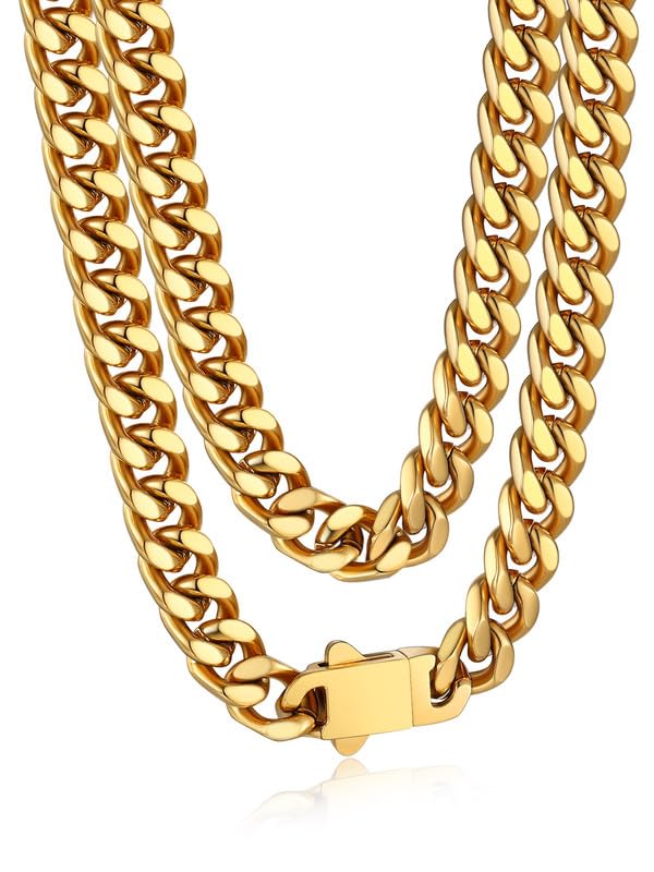 Colar Bandmax Cuban Chain Em Aço Inoxidável Banhado A Ouro 14k