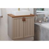 Gabinete De Banheiro Balcão Alure 2 Portas Com Cuba 80cm Cappuccino-freijo - Mgm