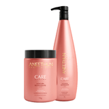 Kit Shampoo Care E Mascara De Hidratação Aneethun Litro