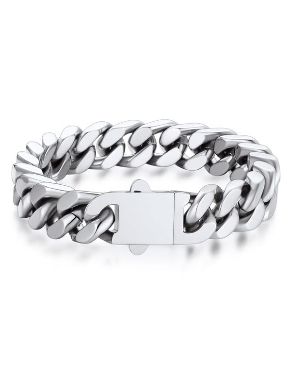 Pulseira Bandmax Chunky Big Miami Cuban Link Chain 18 Cm Masculina