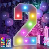 Light Up Numbers Imprsv 3 Pés Colorida Marquee Number 2 Com Controle Remoto