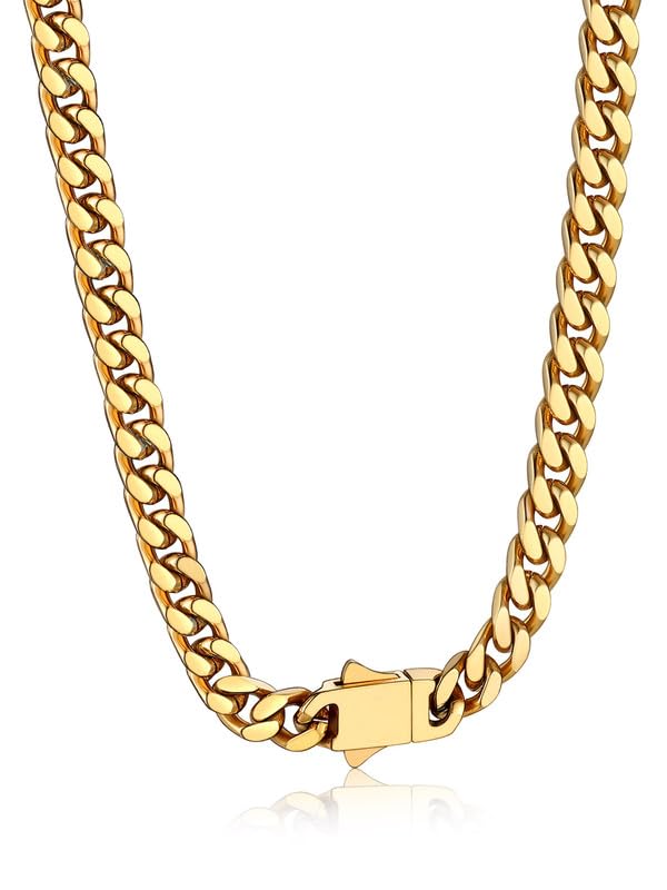 Colar Bandmax Miami Chain Banhado A Ouro 14k 22cm Para Homens