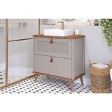 Gabinete De Banheiro Balcão Vêneto 1 Porta E 1 Gaveta Com Cuba 60cm Cappuccino-freijo - Mgm