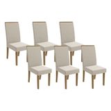 Cadeira Sala De Jantar 2cad142fr Kit 6 Un Freijó-linho Caqui A040 - Kappesberg
