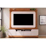 Home P/ Tv Até 65 Polegadas Vogue C/ Prateleira Nichos E Pés 182x183cm Freijó/off White - Dj Móveis