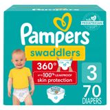Fraldas Pampers Swaddlers 360, Tamanho 3, 70 Unidades, Para Bebês
