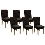 Cadeira Sala De Jantar 2cad149fr Kit 6 Un Freijo Assento-encosto Preto - Kappesberg