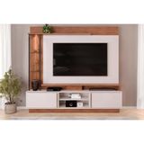 Home P/ Tv Até 70 Polegadas Martino C/ Prateleira Nichos E Rodapé 200x185cm Freijó/off White - Dj Móveis