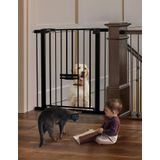 Portão Para Bebês Babelio Extra Tall 91 Cm Com Porta Para Gatos 75-102 Cm Preto