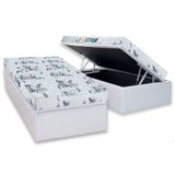 Conjunto Box Baú Solteiro Colchão Espuma Luckspuma D28 Celebrity Pró Saúde + Base Crc Courano White (88x188)