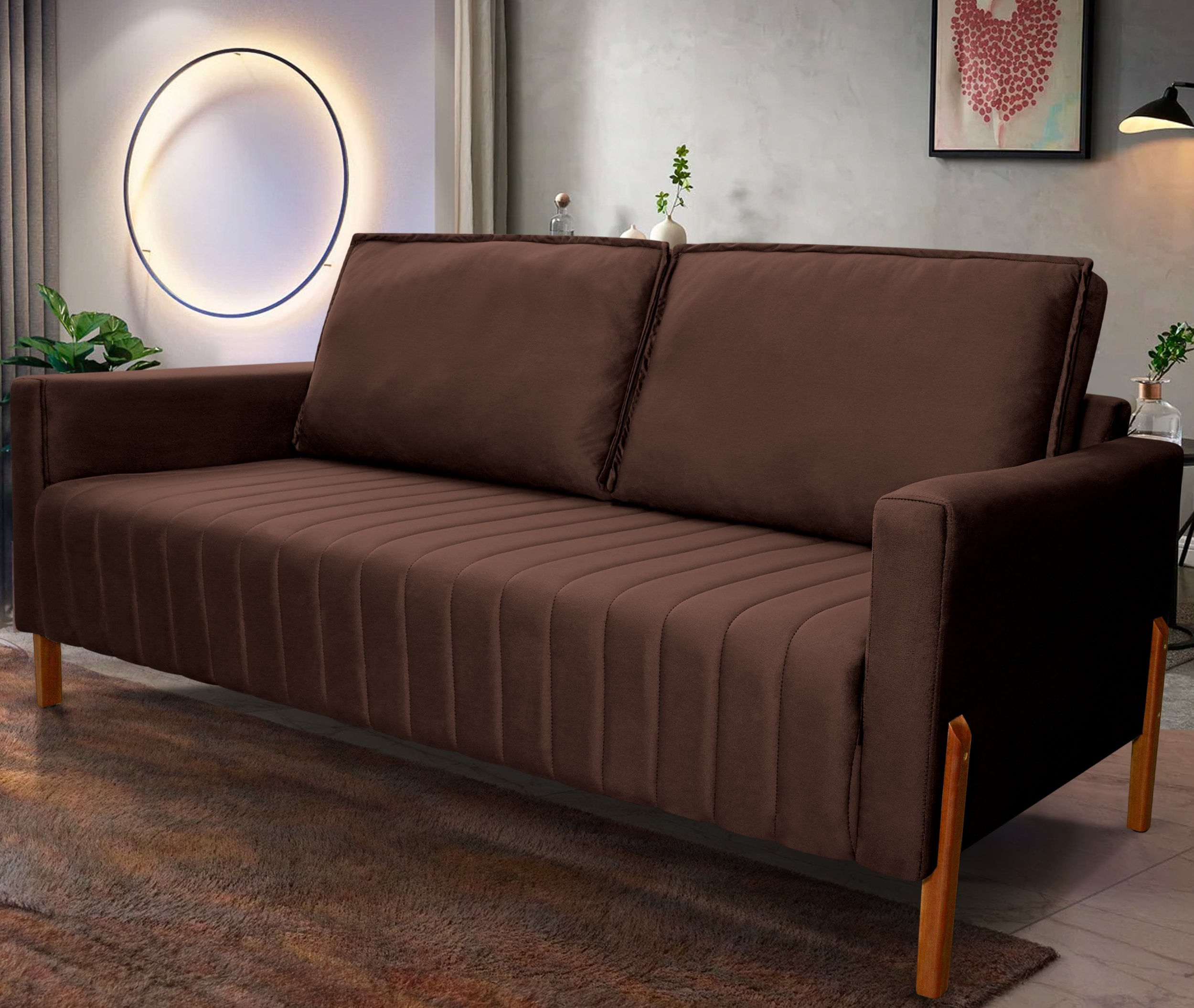 Sofá Prado Platinum Fibra Siliconada Marrom