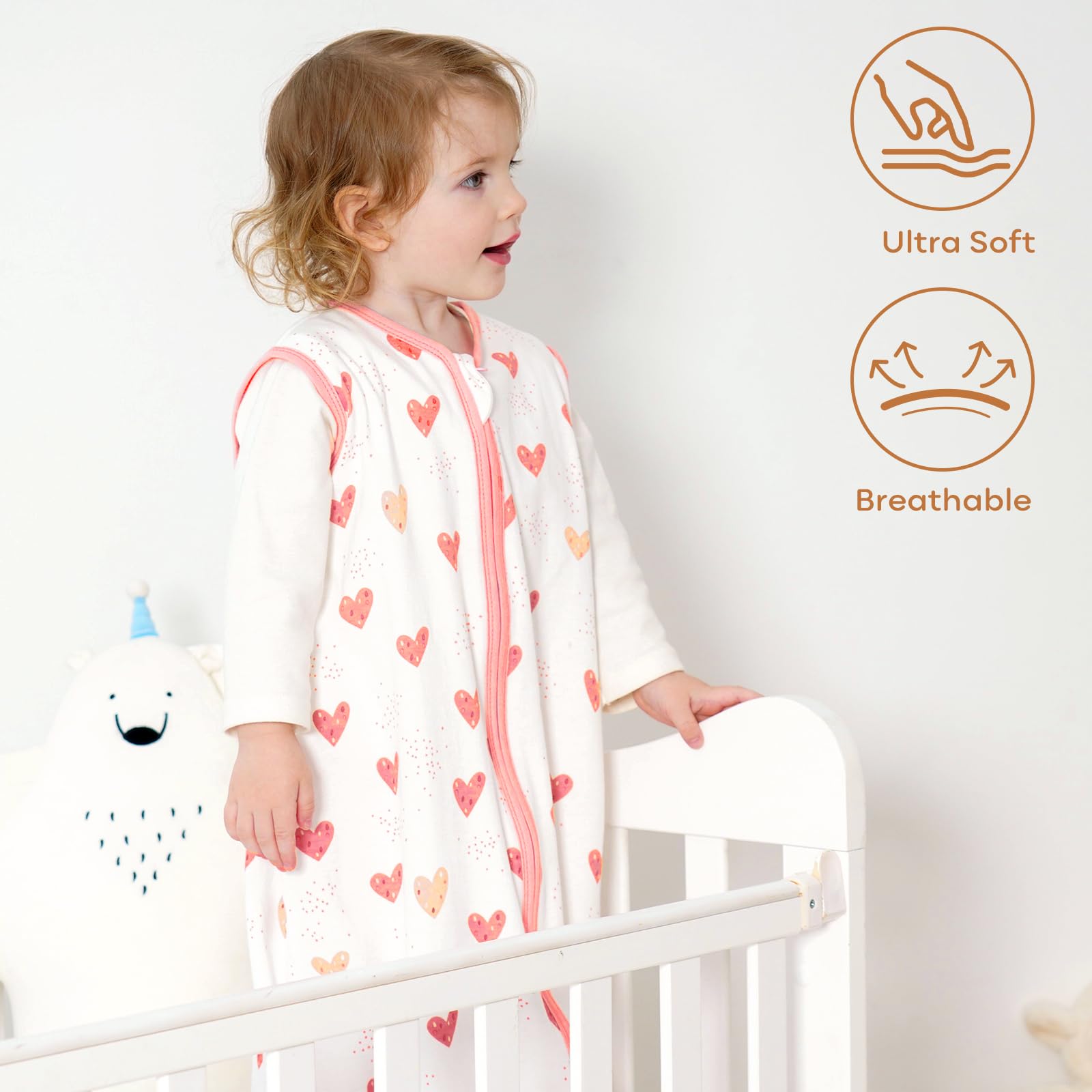 Saco De Dormir Para Bebês Unnivoll De 0 A 6 Meses, 100% Algodão, 0,5