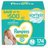 Fraldas Pampers Swaddlers Newborn Tamanho Inferior A 4,5 Kg 174 Ct