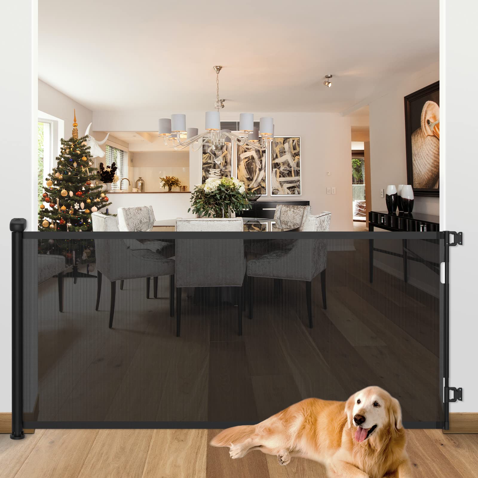 Portão De Bebê Retrátil Kfvigoho 84 Cm De Altura, Se Estende Até 180 Cm