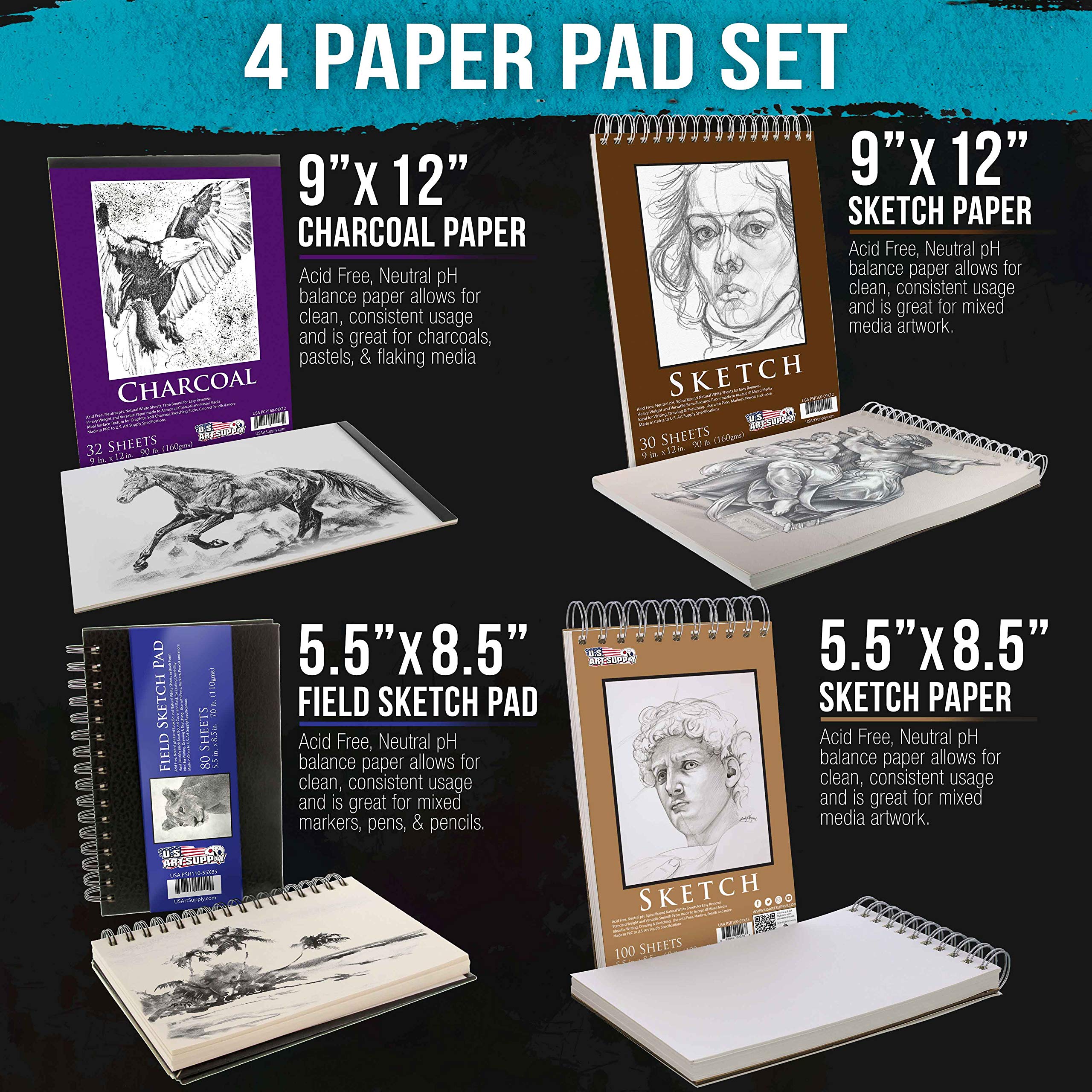 Blocos De Papel Para Desenhar E Esboçar, Conjunto De 4 Materiais De ...