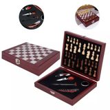 Kit Vinho Xadrez Premium 5 Peças Estojo Maleta Luxo Grande