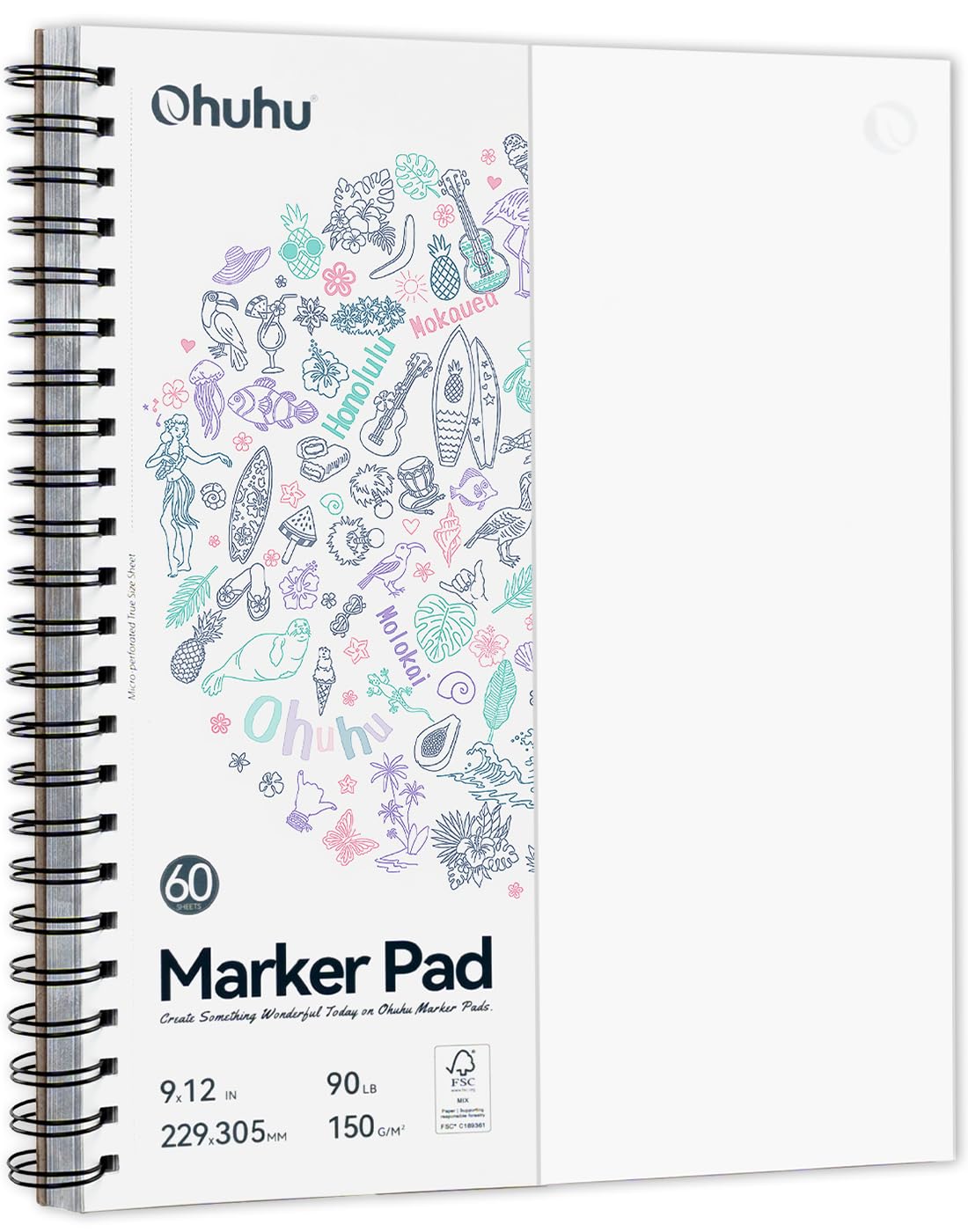 Marker Pad Ohuhu Art Sketchbook 9x12 150gsm 60 Folhas