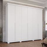 Guarda Roupa Casal em MDF 6 Portas com Pés Guarapari Panan Móveis Branco