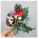 1 Ramo Cogumelo Decoração Natal Artificial Com Detalhes Branco 17cm