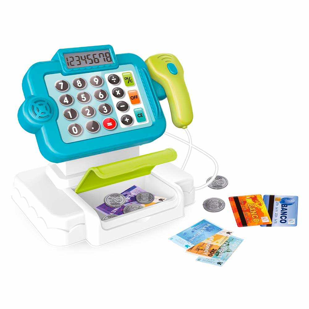 Mini Caixa Registradora Infantil Hora Das Compras Azul Dm Toys