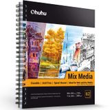 Caderno De Esboços Ohuhu Mixed Media 11,6x9,6 Cm 62 Folhas 200 Gsm