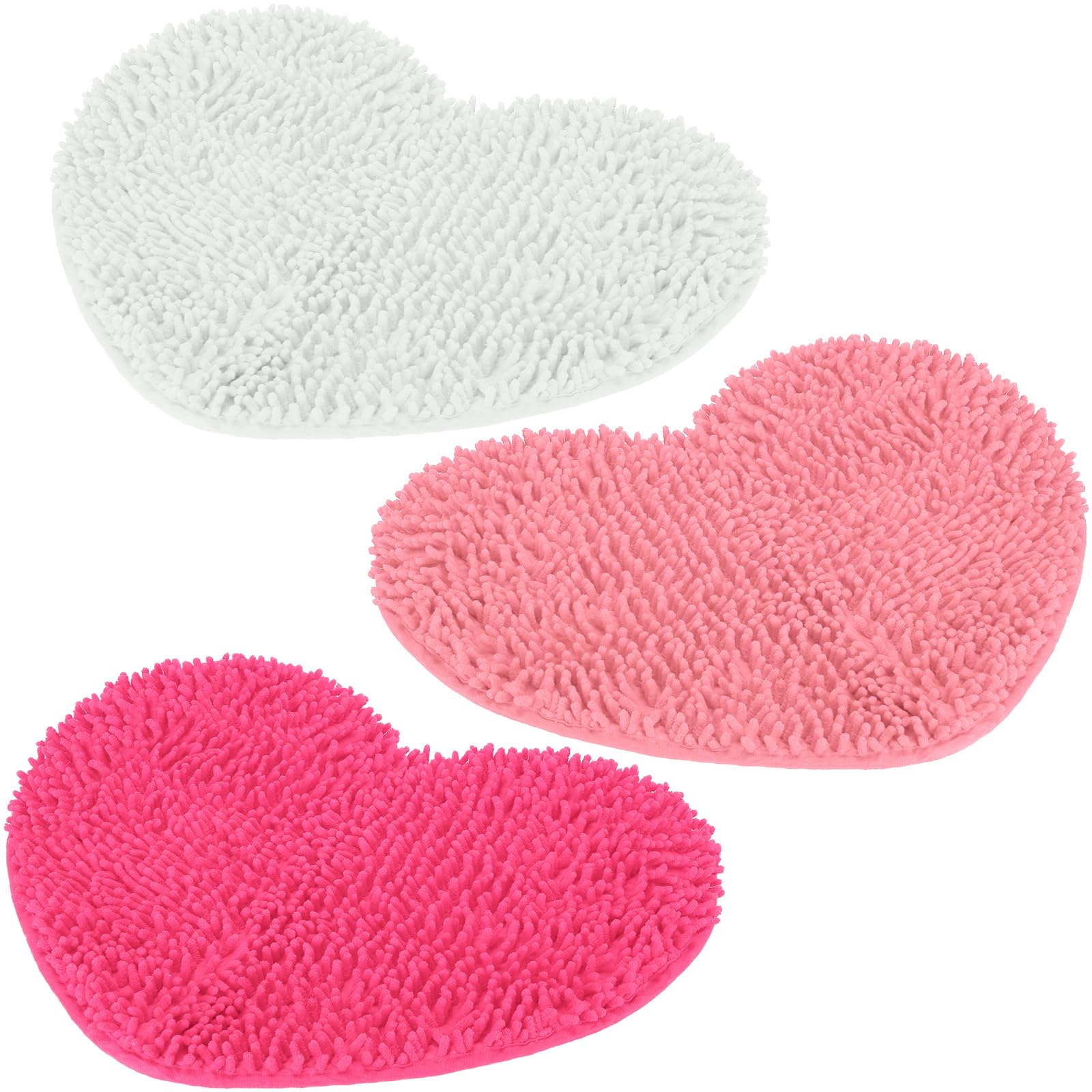 Conjunto De Tapetes De Banho Tingle Valentines Day Chenille Em Forma De Coração