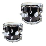 Kit Tom 8 E 10 De Bateria Em Madeira Com Caneca Cromo X-pro