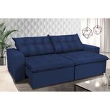 Sofá Retrátil e Reclinavel Oklahoma 2,32m Molas e Pillow no Assento Tecido Suede Azul - Cama InBox