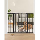 Portão Para Bebês Babelio 91 Cm Extra Alto Com Porta Para Gatos 74-122 Cm Preto