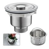 Valvula Pia Cozinha 4 1/2 Inox 304 Com Cesto Removível Ralo
