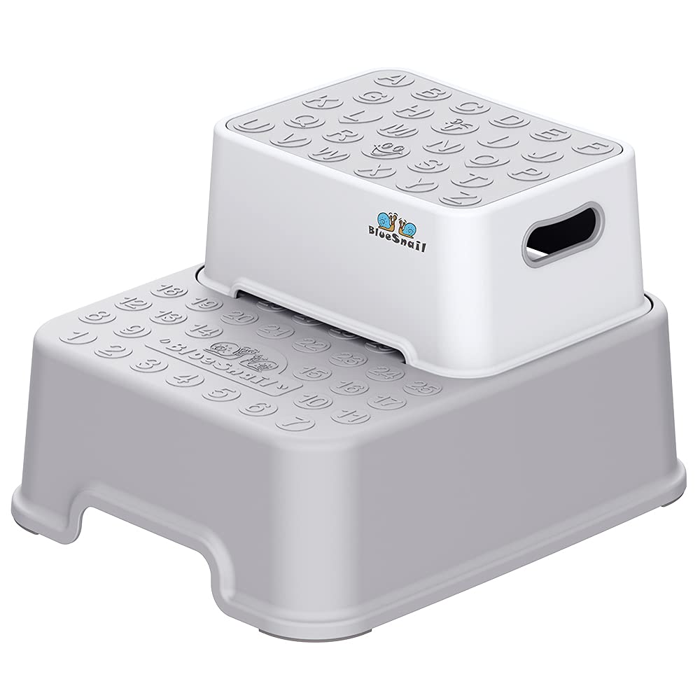 Step Stool Bluesnail Double Up Para Crianças, Banheiro, Cinza