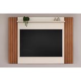 Rack Bancada C/ Painel P/ Tv Até 50 Pol Trend Ripado Extensível 108x136cm Freijó/off White - Dj Móveis