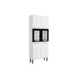 Cristaleira De Cozinha Paneleiro Evidence 7039 C/ 6 Portas (2 C/ Vidro) 80cm Branco/preto - Bertolini