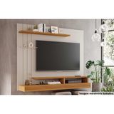Painel Quarto P/ Tv Até 50 Pol Valência Plus C/ Prateleira E Nichos 160x135cm Off White/nature - Permóbili