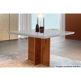 Mesa P/ Cozinha Berlim C/ Tampo 90x90cm Madeirado Vidro Canto Curvo - Imbuia Ripado 3d/off White - Rufato