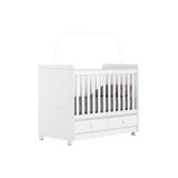 Berço / Mini Cama Infantil Aquarela 3 Em 1 C/ 2 Gavetas Branco Cristal - Henn