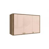 Armário Aéreo Cozinha Modulado Curve N646 C/ 3 Portas 120cm Nogueira/macadamia - Kappesberg