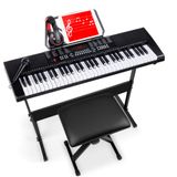 Piano De Teclado Eletrônico Best Choice Products 61 Teclas Pretas