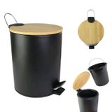 Lixeira De Inox Preta 5 Litros Com Cesto Removível E Pedal