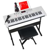 Piano De Teclado Eletrônico Best Choice De 61 Teclas Com Suporte Branco