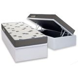 Cama Box Baú Solteiro: Colchão Espuma D33 Ortobom Light Saúde + Base Crc Courano White (88x188)
