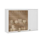 Armário De Cozinha Modulado Bella 2600 C/ 3 Portas (2 C/ Vidro) 120cm Branco - Carraro