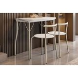 Conjunto: Mesa Sala Jantar Dobrável E 2 Banquetas 105 Prata/branco - Prata/branco - Carraro