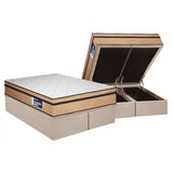 Cama Box Baú Queen: Colchão Anatômico Plumatex D45 Selectus + Base Crc Suede Clean (158x198)