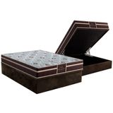 Cama Box Baú Casal: Colchão Espuma D33 Probel / Firmepedic Prodormir Advanced Tech1500 Plus Brown + Base Crc Suede Brown (138x188)
