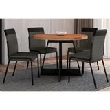 Conjunto: Mesa Sala Jantar Átria 1594 Aço C/ Tampo Madeirado 100cm E 4 Cadeiras Duo Preto/nogal - Preto/grafite - Preto - Carraro