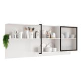Armário De Cozinha Modulado Alpha 2504 C/ 1 Porta C/ Vidro Canelado 200cm Branco - Carraro